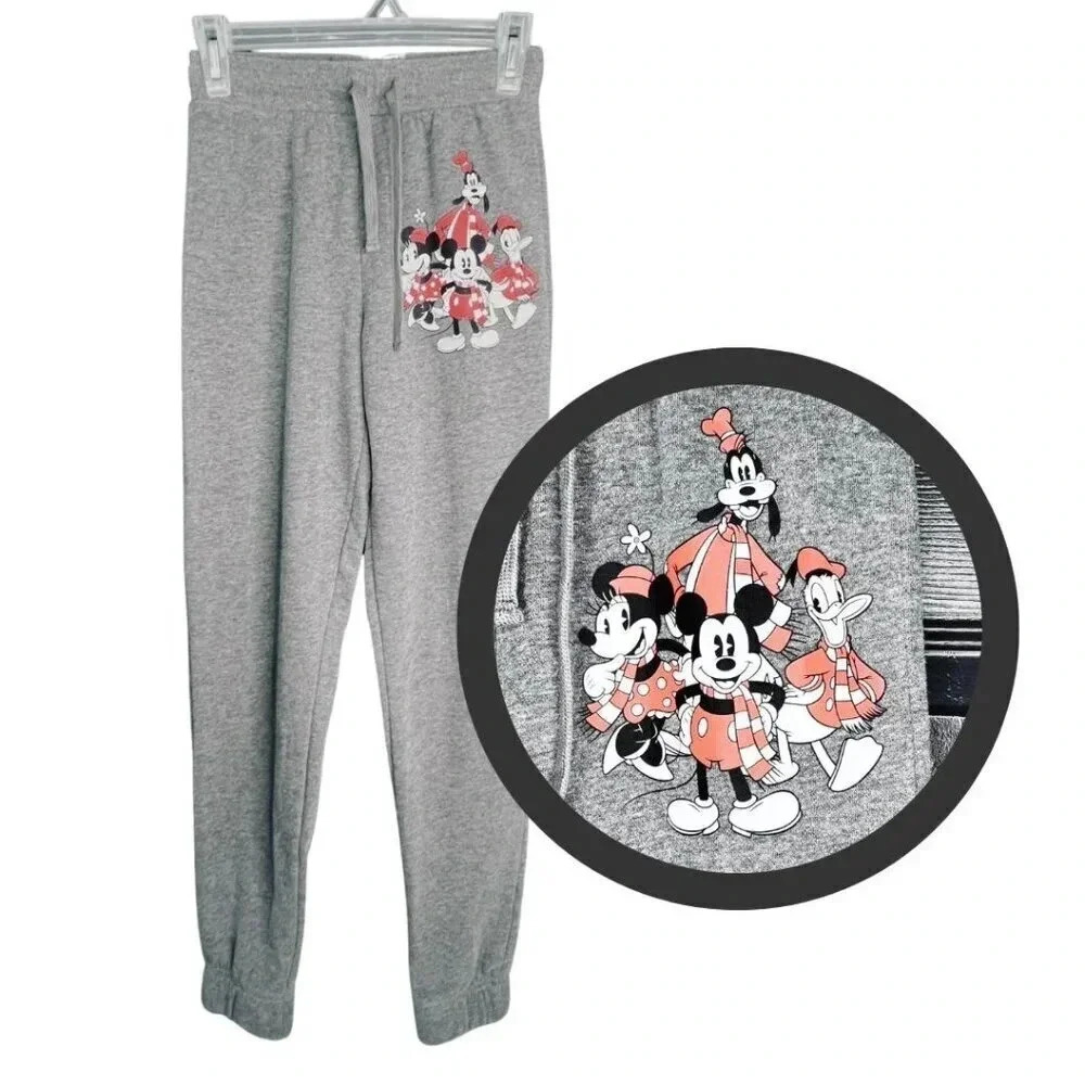 Micky Mouse Jogger Disney Kids Sweatpants Charcoal Cuffed Ankle Size XS